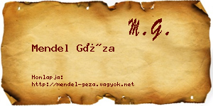 Mendel Géza névjegykártya